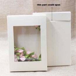 display paper flowers Canada - Gift Wrap 50pcs 1000pcs Paper Package Display Box Wedding Party Favor Candy With Clear PVC Birthday Flower BoxGift
