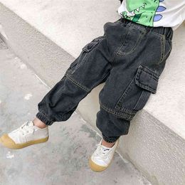 Jeans For Girls Pockets Girl Jeans Patchwork Jeans For Kids Girls Casual Style Girls Clothes 210412