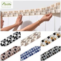 Funlife Wall Border Tile Sticker Removable fGreek Buiding Blocks Peel Stick Oil Proof for Kitchen Floor Bathroom 220701