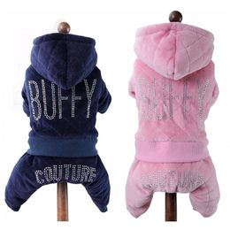 Warm Winter Pet Dog Clothes Jumpsuit Rompers Coat For Small s Thicken Apparel Fleece Inside XS XXL Y200330
