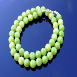 Malachite Natural Gemstone light green Necklace 8mm Beaded 18inch