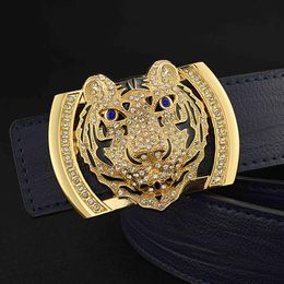 Belts Casual Belt Men Fancy Vintage Chinese Tiger Cowskin Waistband Slide Buckle Waist Strap Luxury Genuine Leather Cintos MasculinosBelts