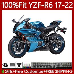 Light Blue OEM Bodywork For YAMAHA YZF R6 R 6 600 CC YZF-600 YZF-R6 2017-2022 Body 119No.132 YZF600 2017 2018 2019 2020 2021 2022 YZFR6 17 18 19 20 21 22 Injection Fairings