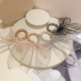 stars sequined net yarn bow ribbon hairbands crystal braided elastic hair tie rope women headdress headband