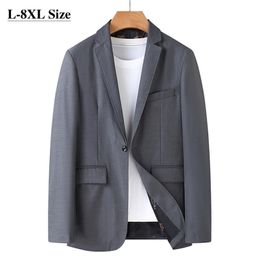 8XL 7XL 6XL Men's Business Casual Blazer Plus Size Solid Color Suit Jacket Dress Work Clothes Oversize Coats Male Black Gray 220527