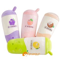 Cm Summer Bubble Tea Plushie Filled Squishy Fruit Juice Bottle Drink Peluche Grape Strawberry Sleeping Companion Pillow J220704