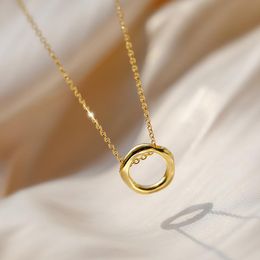 Pendant Necklaces Silver Colour Simple Irregular Necklace Ladies Geometric Hollow Round Clavicle Chain Birthday GiftPendant