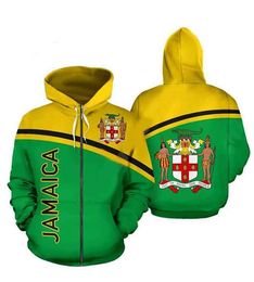 2022 Jamaica Indian 3D Felpa con cappuccio Felpe Uniform Uomo Donna Felpe College Abbigliamento Top Tuta sportiva Cappotto con cerniera Outfit WT05