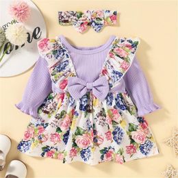 Girl's Dresses Girls 1st Birthday Dress Baby Toddler Headband Sets Infant Princess Girl Flower Business DressGirl's