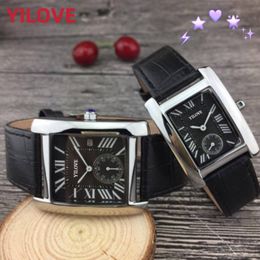 Classic Mens Womens Lovers Watch Stainless Steel Case Genuine Leather Strap Clock Japanese Imported Movement Quartz Waterproof Gift Business Wristwatches