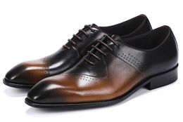 Carved Handmade Fashion Oxfords Brogue High Quality Genuine Leather Men Classics Business Shoes 2397