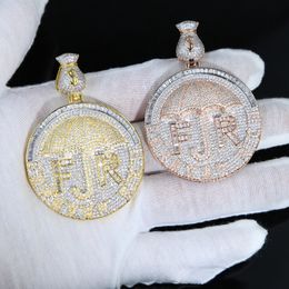 High Quality Yellow White Gold Plated Bling CZ Ice Out Umbrella Letters Pendant Necklace for Men Women Hot Gift