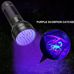 High Quailty 51 UV Ultraviolet LED Flashlight Violet Blacklight Black Light Torch 395 nM Aluminium Shell UV Torches Mini Lights flashlights DH8433