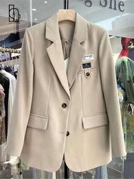 Women's Suits & Blazers Luck A Femme White Turn Down Collar Blazer Jacket Office Lady Elegant Jackets 2022 Women Autumn Korean Casual Loose