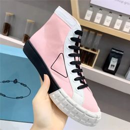 Wheel Nylon Designers Women Shoes 2022 Cotton Canvas High-top Sneakers With Correct Box Rubber Triangle Logo Causal Shoe 55236
