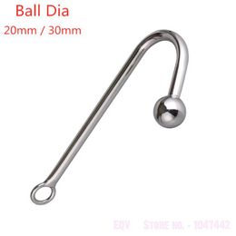 2 Size Stainless steel anal hook with beads penis rings hole metal butt plug balls prostate massager BDSM sexy toy for men.