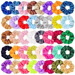 66 Colours Scrunchies Women Satin Hair Band Circle Girls Ponytail Holder Tie Hair Ring Stretchy Elastic Rope Accessories Xmas Gifts C0628x2