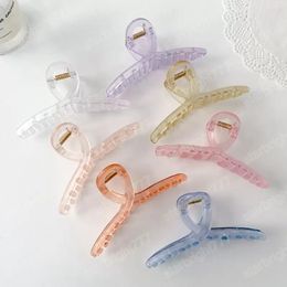 Girls Frosted Translucence Cross Large Hair Clamps Mist Face Multi Colour Bath Acetic Acid Hair Clips Claw Korean Women Ponytail Scrunchies Hairpins 11 CM