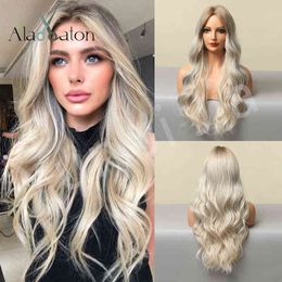 Trendy platinum big wave curly women's synthetic wig cosplay 220527