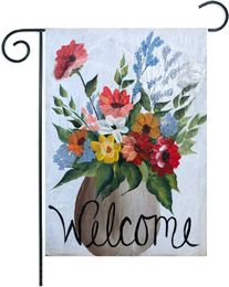 Welcome Spring Floral Vase Garden Flag 12.5 x 18 Inch Double Sided Seasonal Spring Outdoor Holiday Party Decor Housewarming Gift