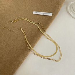 2022 Light Luxury Hip Hop Ladies Necklace Chains Double Layer Design Gold Plated Versatile Cold Wind Send Friends To Lovers Without Fading
