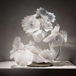 Floor Lamps White Blown Glass Indoor Murano Plates Standing Sculpture For Living Room Art Decoration 20 InchesFloor