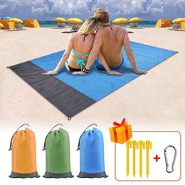 Carpets Portable Waterproof Pocket Beach Blanket Lightweight Outdoor Camping Mat Mattress Folding Sand Picnic MatCarpets