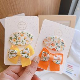 Korean fabric bow hairpin small fresh hair accessories lovely broken flower bangs BB clip