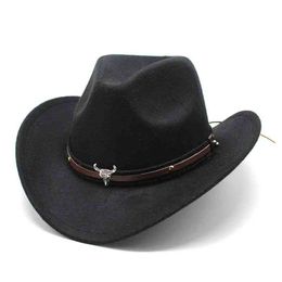 brown flat brim hat Australia - Designer Trucker Straw Cowboy Hat Man Woman Fashion Woolen Jazz Retro Black Top European and American Curved Cornice Cowboy