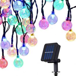 New Leds M Crystal Ball Solar Lamp Power Led String Christmas Lighting Solar Slingers Garden Christmas Decor For outdoor Colourful J220531