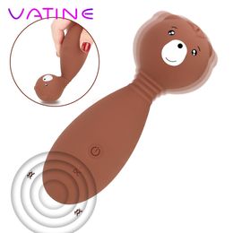 VATINE 12 Speeds Clitoris Stimulator Cute Bear G Spot Vibrator Vibrating Dildo 360 Degree Rotation sexy Toys for Women