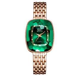 Wristwatches WIILAA Brand Women Watches Bracelet Set Green Dial Simple Rose Gold Mesh Luxury Fashion Square Ladies Quartz Watc