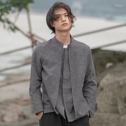Men Clothes 2022 Cotton Linen Casual Black Shirts Man Long Sleeve Male Chinese Men'S Tunic Windbreaker Hanfu TA2361 Ethnic Clothing