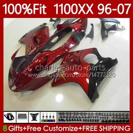 Injection Mould Fairings For HONDA Blackbird CBR1100 CBR 1100XX 1100 XX CC 96-07 114No.101 Dark red CBR1100XX 96 97 98 99 00 01 02 03 04 05 06 07 1100CC 1996 2007 Body