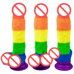 Rainbow Realistic Dildo Penis Huge Big Dildos With Suction Cup Sex Toys for Woman Female Masturbation