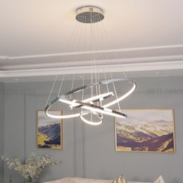 Chrome/Gold Plated Circel Rings Modern LED Pendant Lamps Lights for Dining Living Room Chandeliers Lamparas Modernas Studio Front Desk Art Lighting