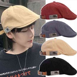 Cotton Beret Octagonal Forward Hat Autumn Winter Berets Hats British Painter Hat Street Military Beret Women Girl Caps J220722