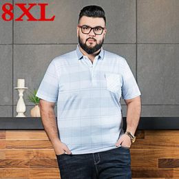 Men's Polos 7XL Plus Size 5XL Fashion Lattice Men Brand Clothing Short Sleeve Male Casual ShirtsMen's Men'sMen's