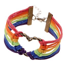 Creative Fashion Jewellery Homosexual Men's Bracelet Heart Woven Rainbow Colour Jewellery Rainbow Bracelets Jewellery