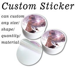 100pcs 710cm Custom Print Personalized Design on Transparent Kraft Paper Adhesive Label Seal Sticker Waterproof 220711