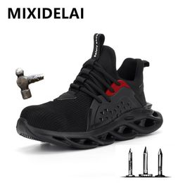 Spring Steel Toe Cap Men Safety Shoes Work Sneaker Boots Plus Size 3648 Breathable Outdoor Shoe MIXIDELAI Brand Y200915