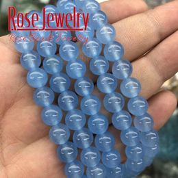 Other Wholesale Blue Chalcedony Jades Beads Natural Stone Round Loose 4 6 8 10 12mm 15" For Jewellery Making DIY Bracelet Necklace Wynn22