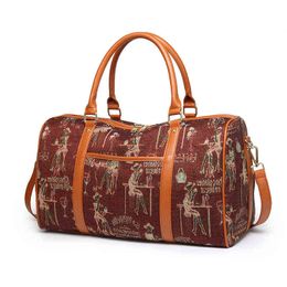 duffle bags Canvas Travel Bag Korean Stripe Travel Fashion One Shoulder Messenger Portable Fitness Yoga Bag 220707