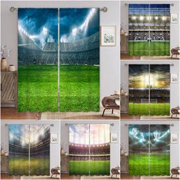 Curtain & Drapes Football Pitch 3D Digital Printing Bedroom Living Room Window Curtains 2 PanelsCurtain
