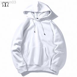Warm Fleece Hoodies Men Sweatshirts 2022 New Spring Autumn Solid White Color Hip Hop Streetwear Hoody Man Clothes Euszie Xxl L220801