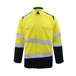 Motorcycle Apparel Hi Vis Safety Shirts Long Sleeve High Visibility Reflective Construction Two Tone Workwear For Women And MenMotorcycle