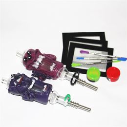3D character Glass Nectar Kit with Quartz Tips Hookahs Dab Straw Oil Rigs Silicone Smoking Pipe smoke accessories