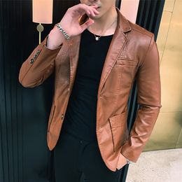 Mens Jacket men's jackets men's winter and autumn leather jackets men's Korean style slim thin trend leather jackets 220406