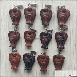 Pendant Necklaces Pendants Jewellery Natural Mahogany Obsidian Stone Carved Angel For Necklace Making Whole Dhu3Q