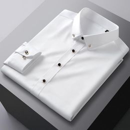 Men's Dress Shirts Mulberry Silk Long Sleeve Workwear Thin Men's Professional Lapel Light Business ShirtsMen's